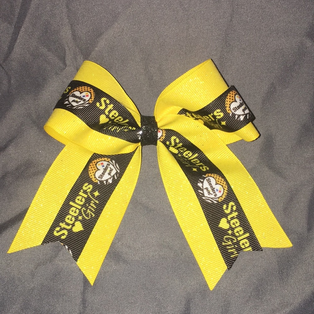 Homemade Pittsburg Steelers hair bow